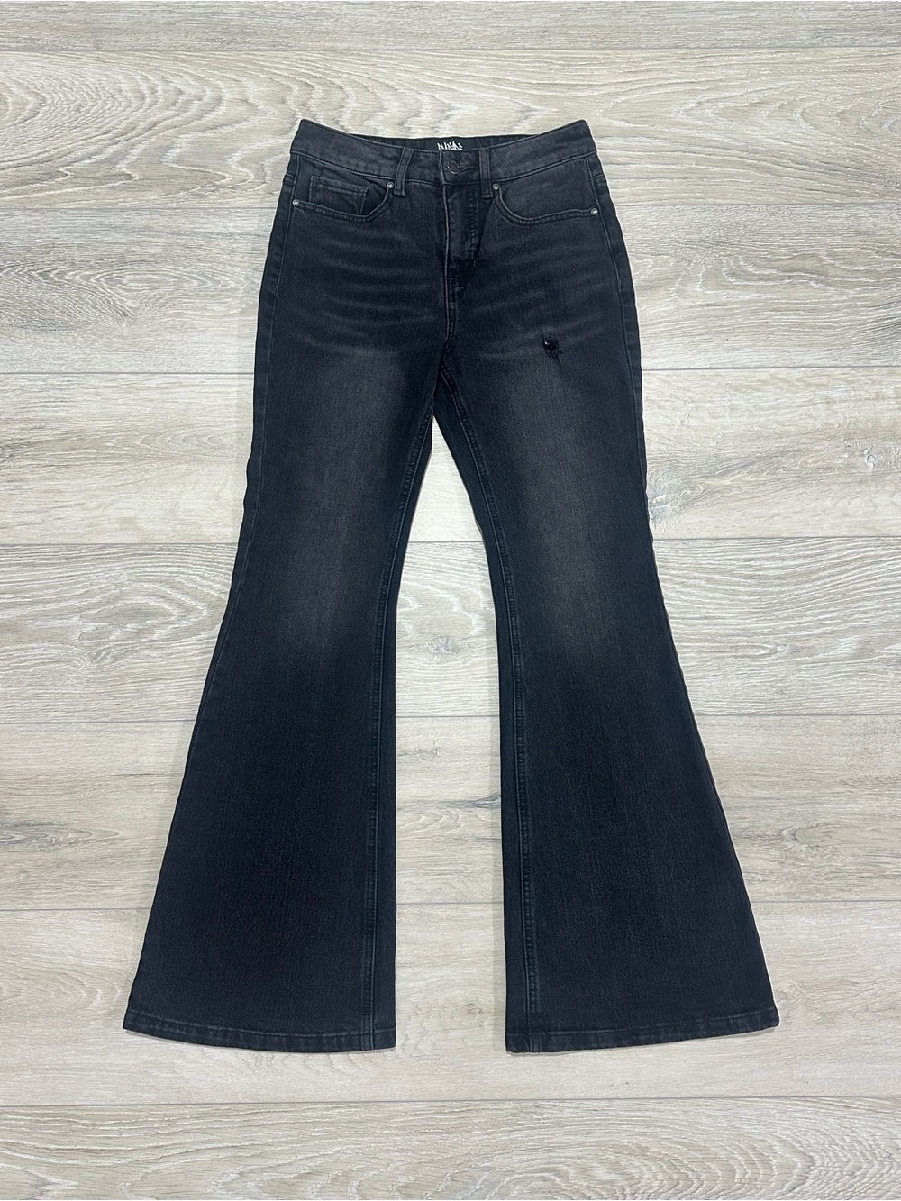 Empire Black Extreme Flare Bell Bottom Jeans Size 6 Y2K Goth Festival